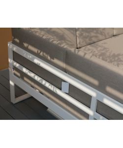 Domo Mea Salotto da giardino Silvia in alluminio bianco e rovere