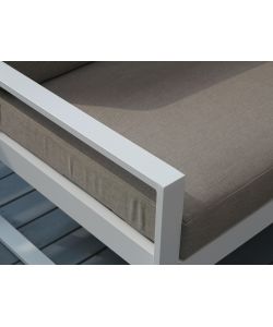 Domo Mea Salotto da giardino Silvia in alluminio bianco e rovere