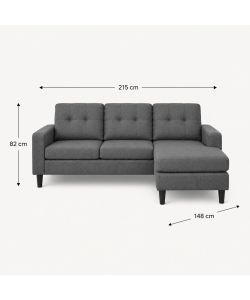 Domo Mea Divano Corner Moderna Grigio Reversibile 3 Posti - Comfort e Stile per il Tuo Soggiorno - Misure 215 x 148 x 82 h cm