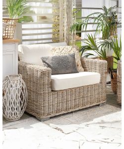 Domo Mea Poltrona da Esterno in Rattan Beige - 110x85x63 cm