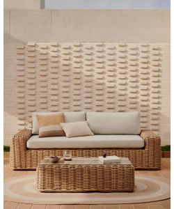 Domo Mea Divano da Esterno in Rattan Beige - 183x85 cm