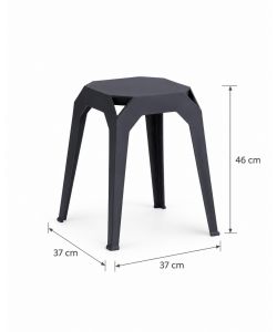Domo Mea Sgabello Nero Compatto 37x37 cm - Design Elegante e Versatile