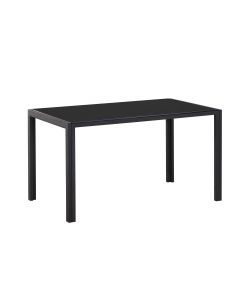 Tavolo Dining Fisso 140x80 cm Struttura Metallo Cristallo Nero