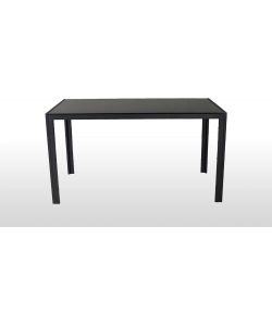 Tavolo Dining Fisso 140x80 cm Struttura Metallo Cristallo Nero