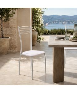 Sedia Cucina Adriana in Ecopelle Bianca - 40x46x90 cm