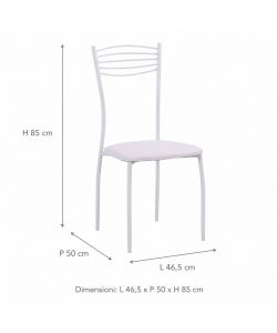 Sedia Cucina Adriana in Ecopelle Bianca - 40x46x90 cm