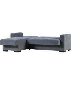 Domo Mea Divano Corner Merlin Grigio Pietra - Angolare Reversibile 225x150 cm - Imbottito con Storage e 2 Cuscini