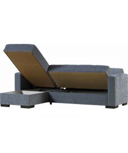 Domo Mea Divano Corner Merlin Grigio Pietra - Angolare Reversibile 225x150 cm - Imbottito con Storage e 2 Cuscini