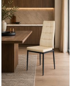 Domo Mea Sedia Sassonia in Velluto Sabbia - Design Moderno 42x49x97 cm