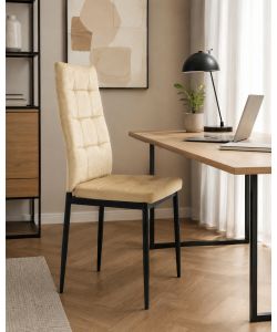 Domo Mea Sedia Sassonia in Velluto Sabbia - Design Moderno 42x49x97 cm