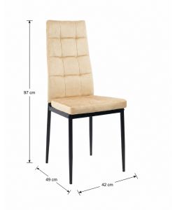 Domo Mea Sedia Sassonia in Velluto Sabbia - Design Moderno 42x49x97 cm