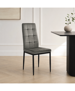 Domo Mea Sedia Sassonia in Velluto Antracite - Design Moderno 42x49x97 cm