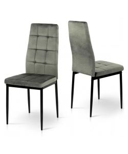 Domo Mea Sedia Sassonia in Velluto Antracite - Design Moderno 42x49x97 cm