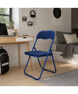 Domo Mea Sedia Pieghevole Velvet Blu - Confortevole e Salvaspazio 44x45x79 cm