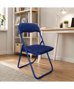 Domo Mea Sedia Pieghevole Velvet Blu - Confortevole e Salvaspazio 44x45x79 cm