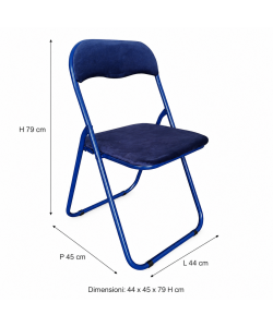 Domo Mea Sedia Pieghevole Velvet Blu - Confortevole e Salvaspazio 44x45x79 cm