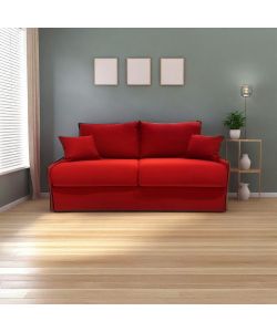 Divano Letto Puglia 3 Posti Rosso - 174x103x100cm - Design Moderno e Confortevole