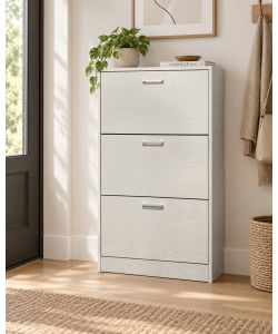 Domo Mea Scarpiera 3 Ribalte Bianco Frassino 60x24x117 cm Salvaspazio