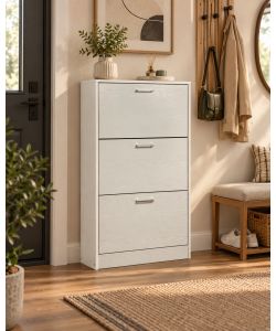 Domo Mea Scarpiera 3 Ribalte Bianco Frassino 60x24x117 cm Salvaspazio
