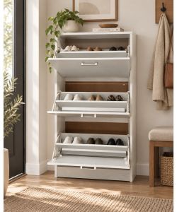 Domo Mea Scarpiera 3 Ribalte Bianco Frassino 60x24x117 cm Salvaspazio