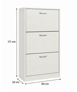 Domo Mea Scarpiera 3 Ribalte Bianco Frassino 60x24x117 cm Salvaspazio