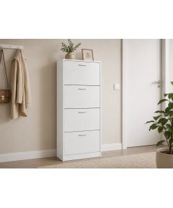 Domo Mea Scarpiera Bianca 60x24x152,5 cm con 4 Ribalte Salvaspazio