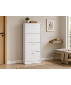 Domo Mea Scarpiera Bianca 60x24x152,5 cm con 4 Ribalte Salvaspazio
