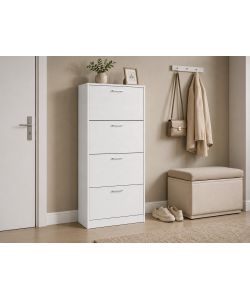 Domo Mea Scarpiera Bianca 60x24x152,5 cm con 4 Ribalte Salvaspazio