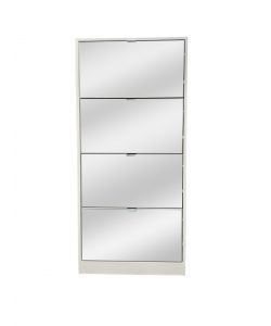Scarpiera Domo Mea con specchio a 4 ribalte 60x24x152,5h cm Bianca