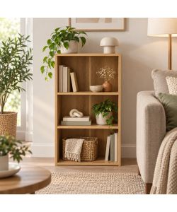 Domo Mea Libreria a 3 Ripiani - Effetto Legno Naturale -  40x29x80 cm