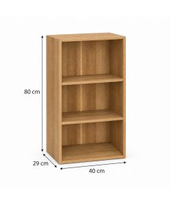 Domo Mea Libreria a 3 Ripiani - Effetto Legno Naturale -  40x29x80 cm