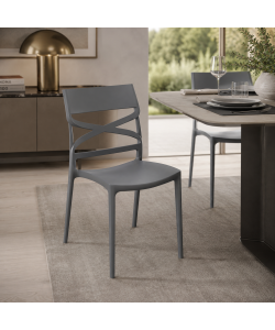 Domo Mea Sedia Flow in Polipropilene Grigio - Design e Comfort - 45x54x85 cm
