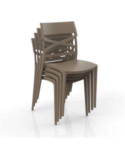 Domo Mea Sedia Flow Tortora in Polipropilene - Design Ergonomico e Resistente - 45 x 54 x 85 h cm