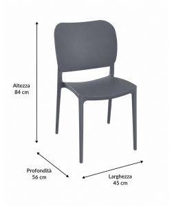 Domo Mea Sedia Orbita - Polipropilene Grigio - 45x56x84 cm