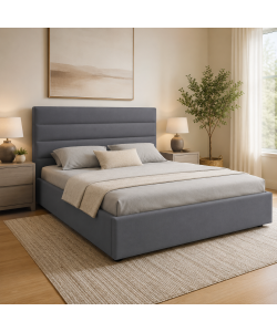 Domo Mea Letto Matrimoniale Nuvola Grigio con Contenitore 160x190 cm