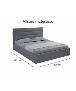 Domo Mea Letto Matrimoniale Nuvola Grigio con Contenitore 160x190 cm