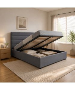 Domo Mea Letto Matrimoniale Nuvola Grigio con Contenitore 160x190 cm