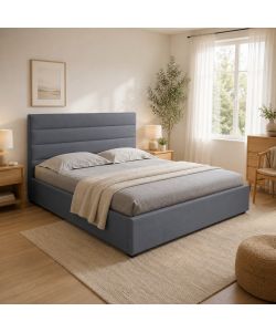 Domo Mea Letto Matrimoniale Nuvola Grigio con Contenitore 160x190 cm