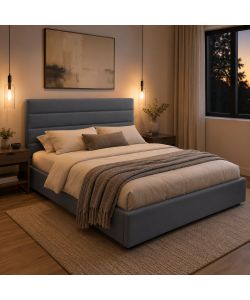 Domo Mea Letto Matrimoniale Nuvola Grigio con Contenitore 160x190 cm