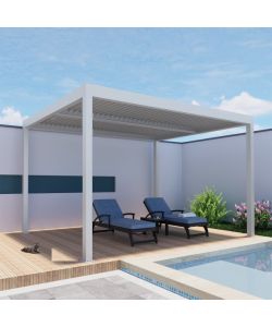 Verdelook Pergola Bioclimatica 3x3 m Bianca - Alluminio, Lame Orientabili - Resistente e Facile da Usare per Spazi Esterni Eleganti