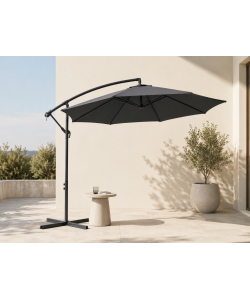 Ombrellone da Giardino a Braccio Laterale 3 m in Alluminio Grigio Antracite - Domo Mea