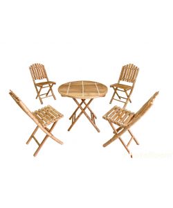 Set Bamboo con Tavolo 80x70 cm e 4 Sedie