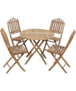 Set Bamboo con Tavolo 80x70 cm e 4 Sedie