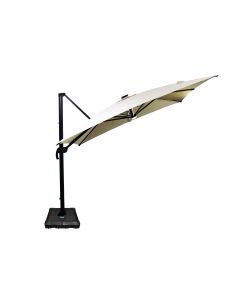 Ombrellone per esterni con base e luci LED 3x4 Telo Ecru