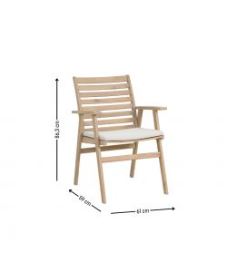 Domo Mea Sedia da Giardino Eloise in Acacia con Cuscino Confortevole