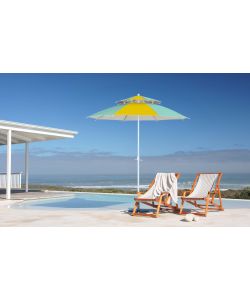 Dr. C. Ombrellone da Spiaggia Antivento Doppio Tetto 240 cm Blu Tiffany-Giallo