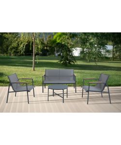 Domo Mea Salotto da Giardino Best Grey Grigio Scuro con Divano e Poltrone