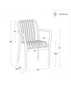 Domo Mea Sedia da giardino Breeze Rossa con braccioli in Polipropilene