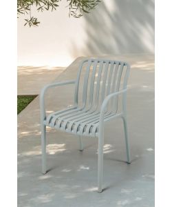 Domo Mea Sedia da giardino Breeze Azzurro con braccioli in Polipropilene