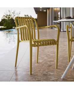 Domo Mea Sedia da giardino Breeze Giallo Senape con braccioli in Polipropilene